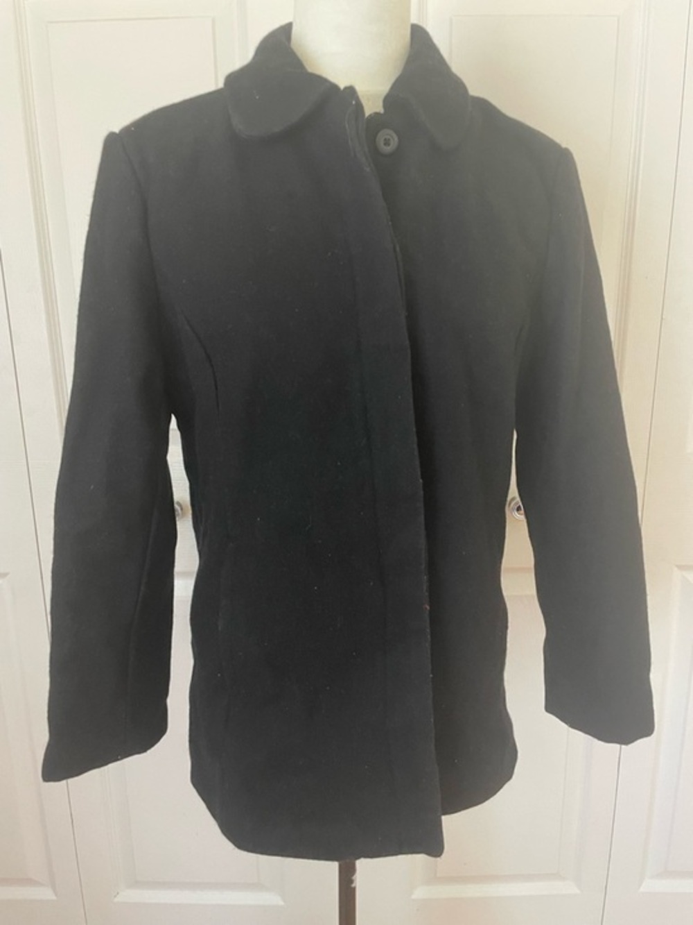 Old Navy Black Pea Coat with Rounded Collar